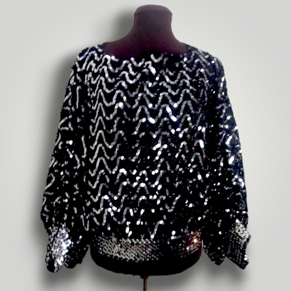 Vintage Sequin Sweater 1980s Size Medium